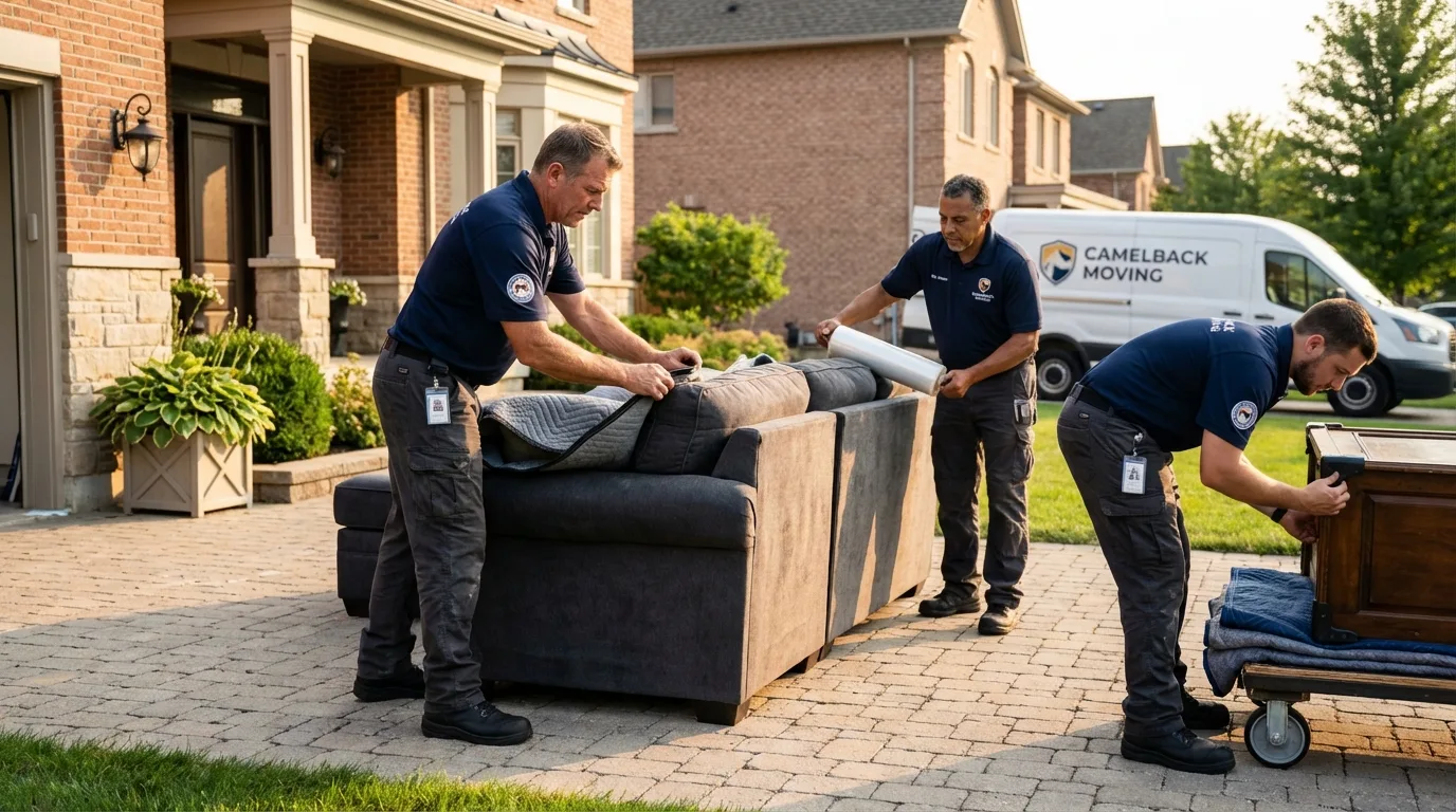 Large estate moving crew wrapping furniture in New Lisbon, WI